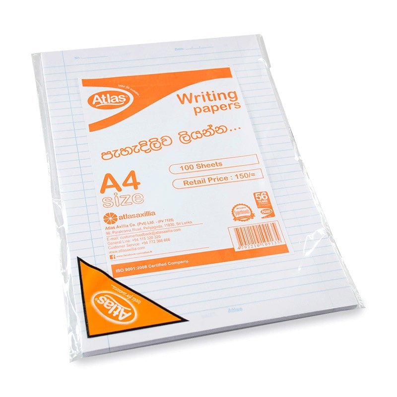 Atlas Single Rule Sheets Pack 100 Sheets